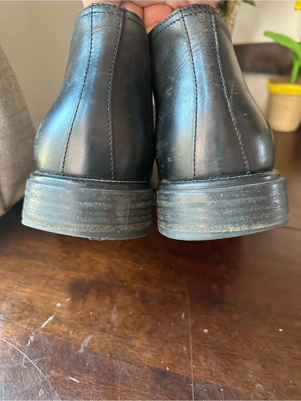 Kenneth Cole Black Leather Square-Toe Chukka Boots Made In Italy